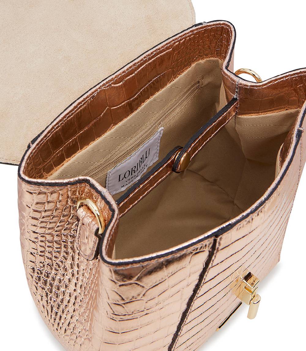 Loriblu Borsa a mano rosa in pelle laminata stampa cocco Promozione Limitata