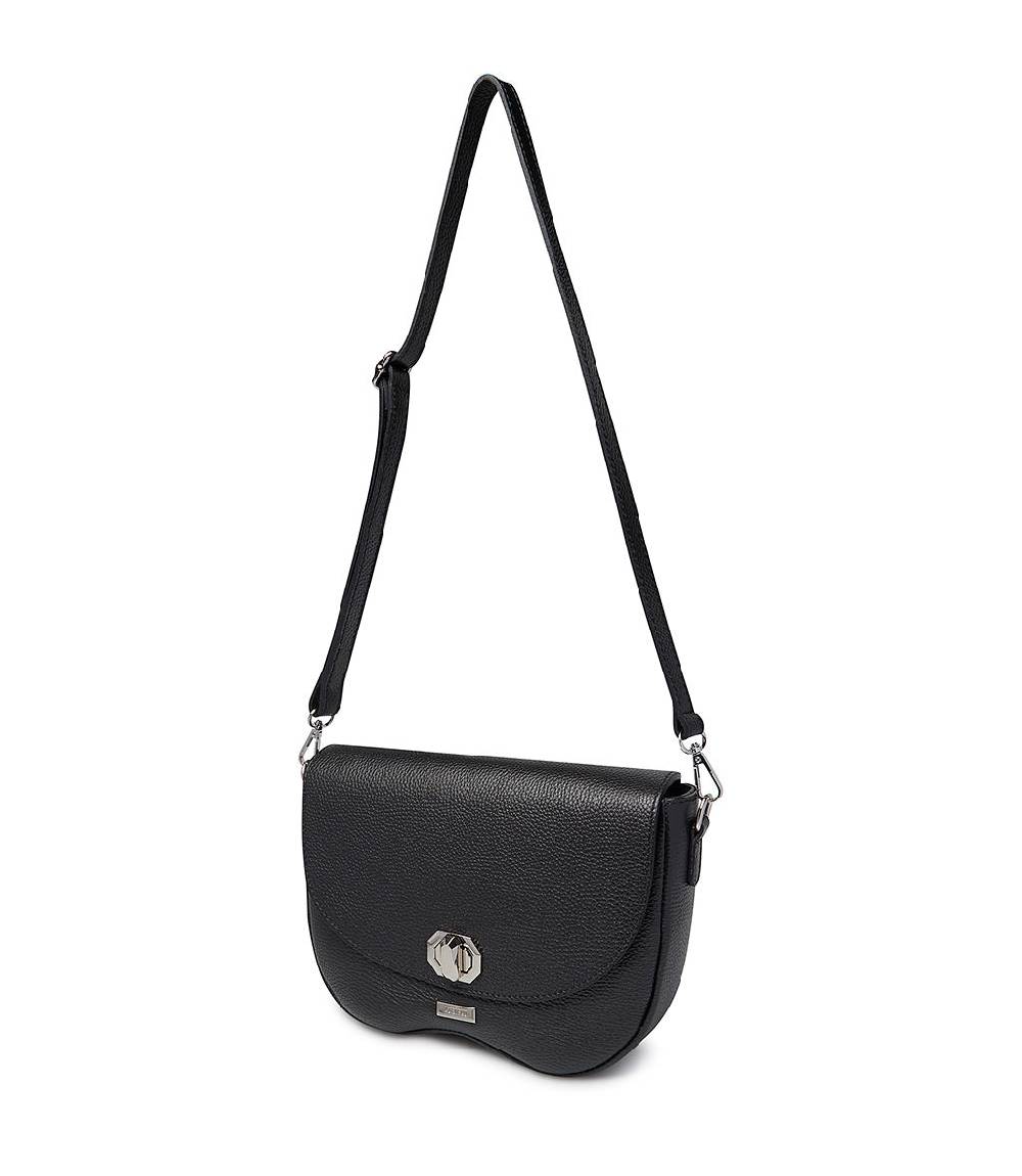Loriblu Borsa a tracolla in pelle nera testurizzata Fino Al -60%