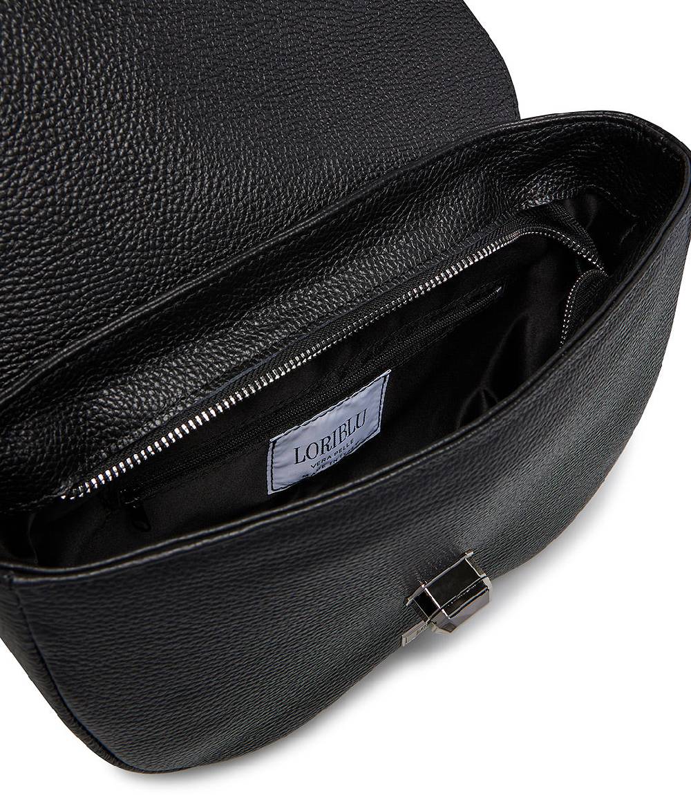 Loriblu Borsa a tracolla in pelle nera testurizzata Fino Al -60%