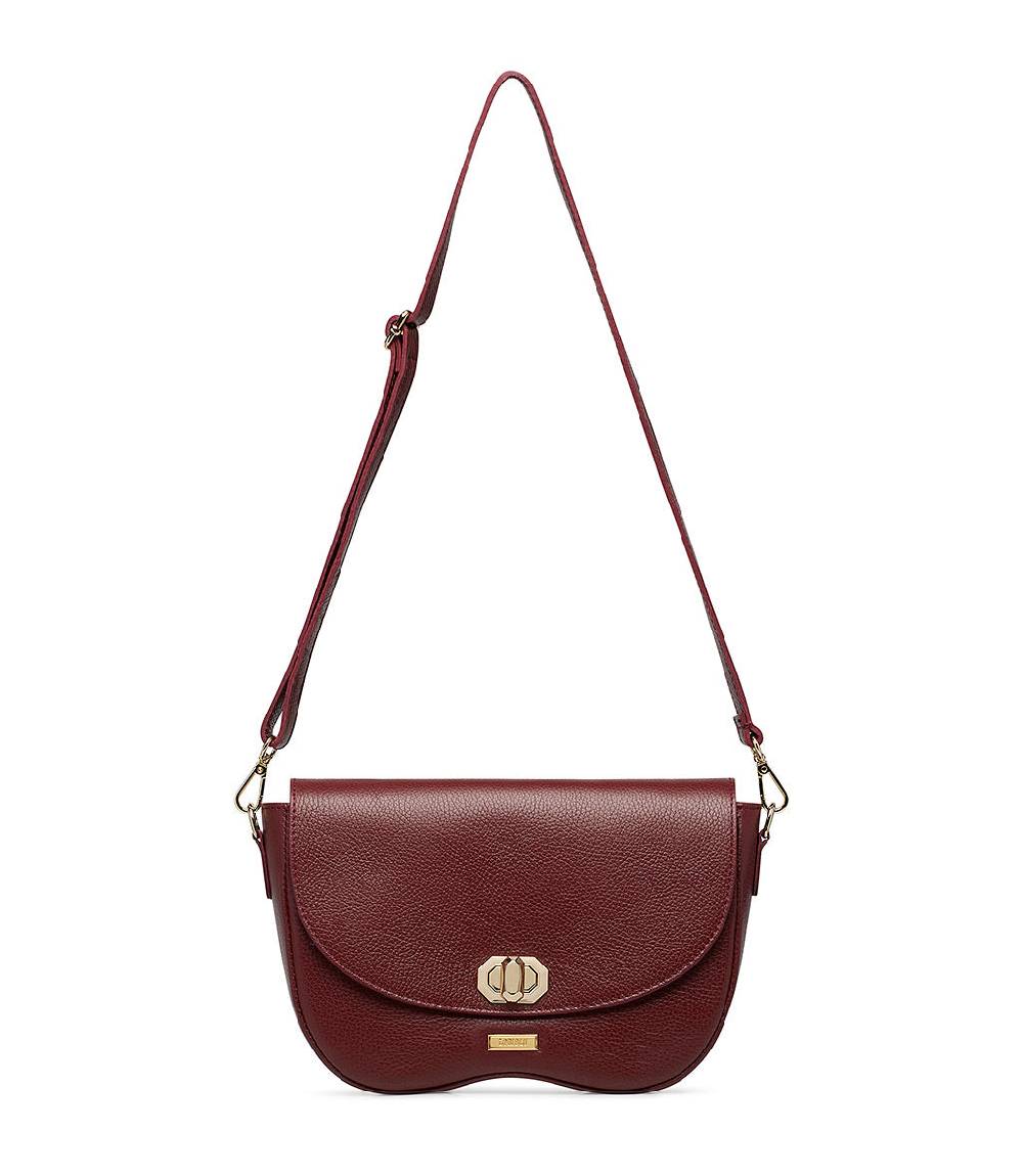 Loriblu Borsa a tracolla in pelle rosso scuro testurizzata
