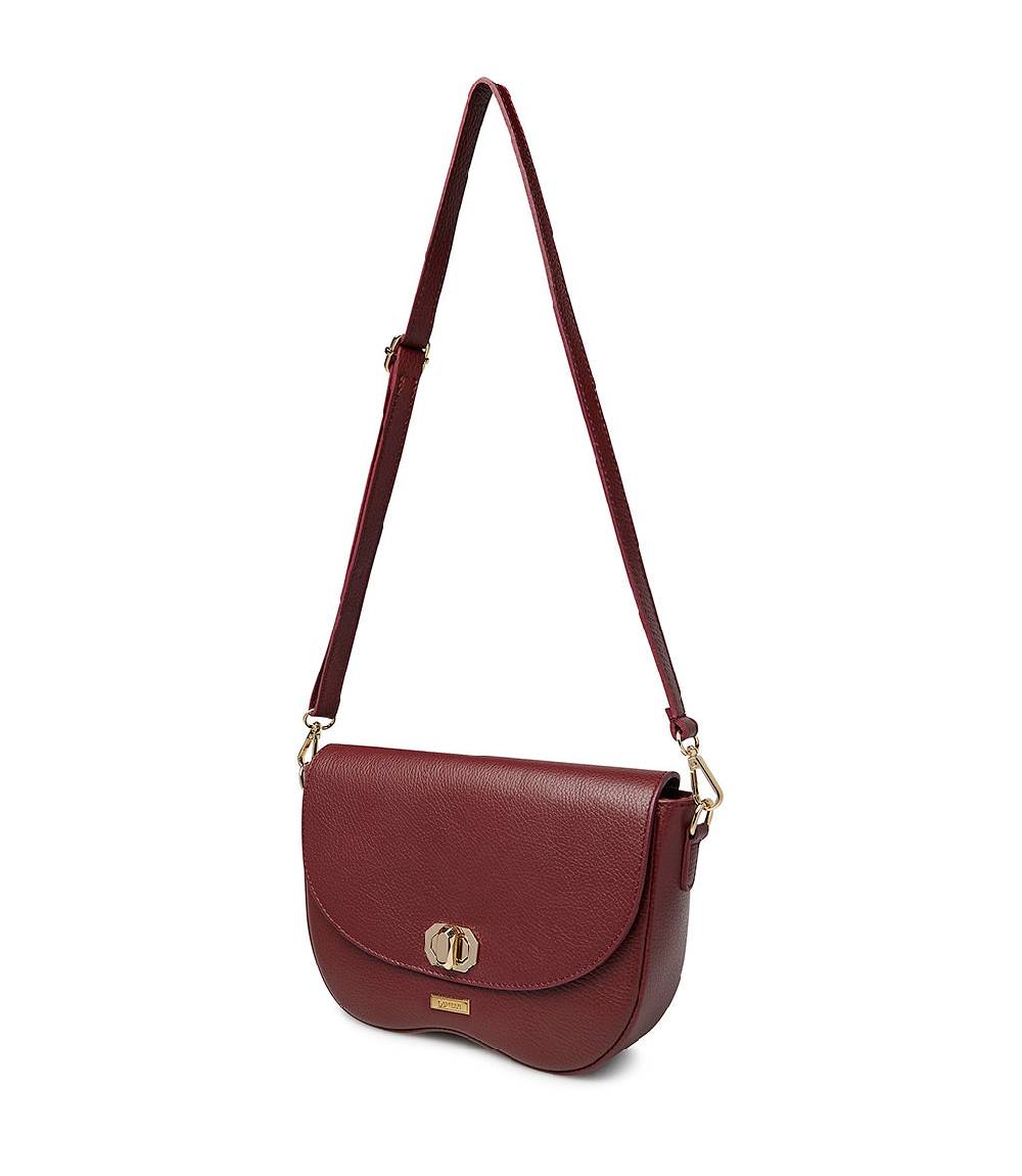 Loriblu Borsa a tracolla in pelle rosso scuro testurizzata Shopping Online