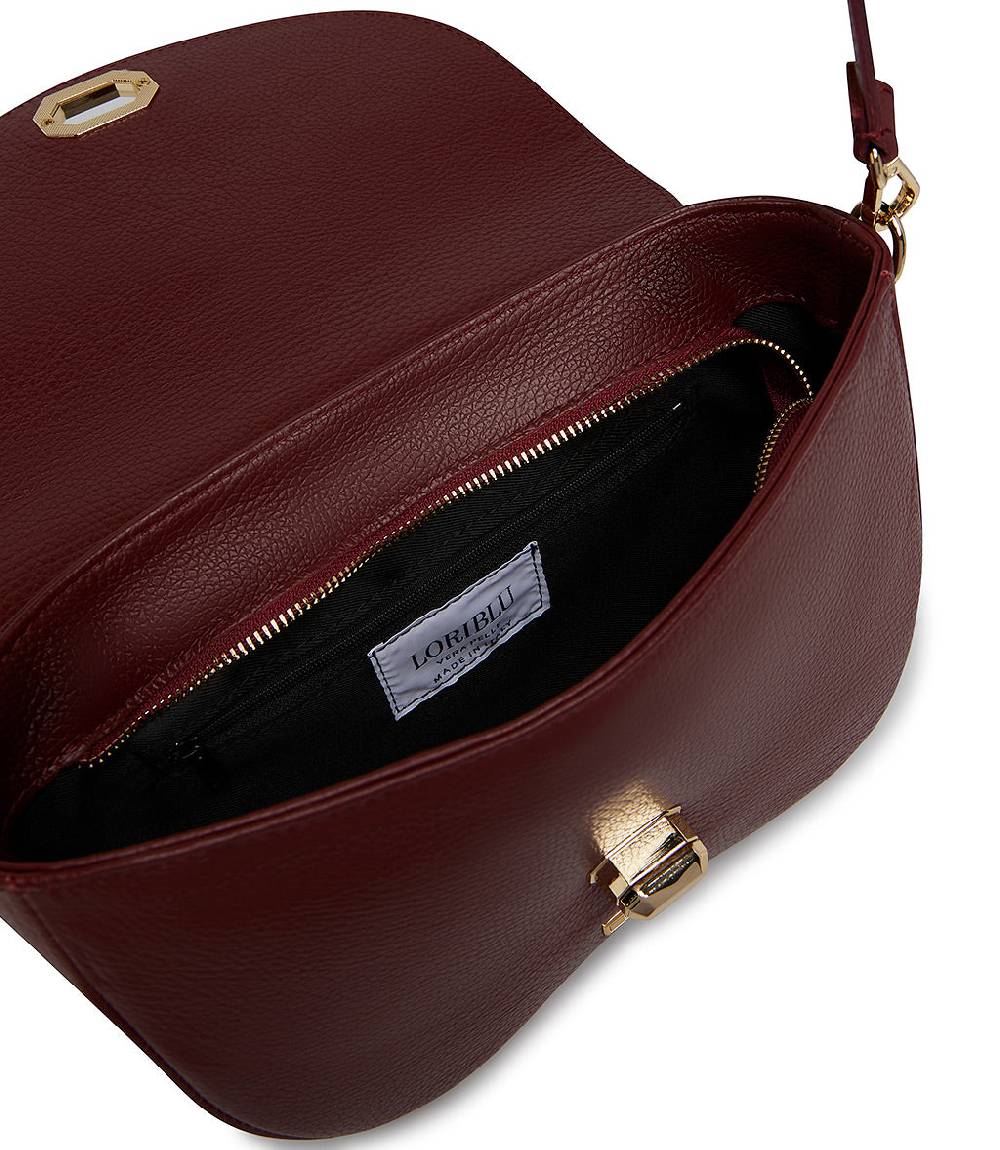 Loriblu Borsa a tracolla in pelle rosso scuro testurizzata Shopping Online