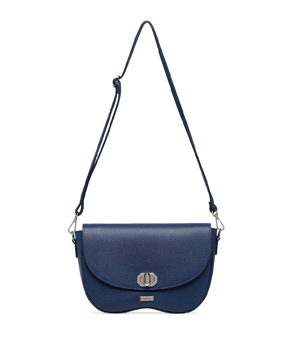 Loriblu Borsa a tracolla in pelle blu testurizzata