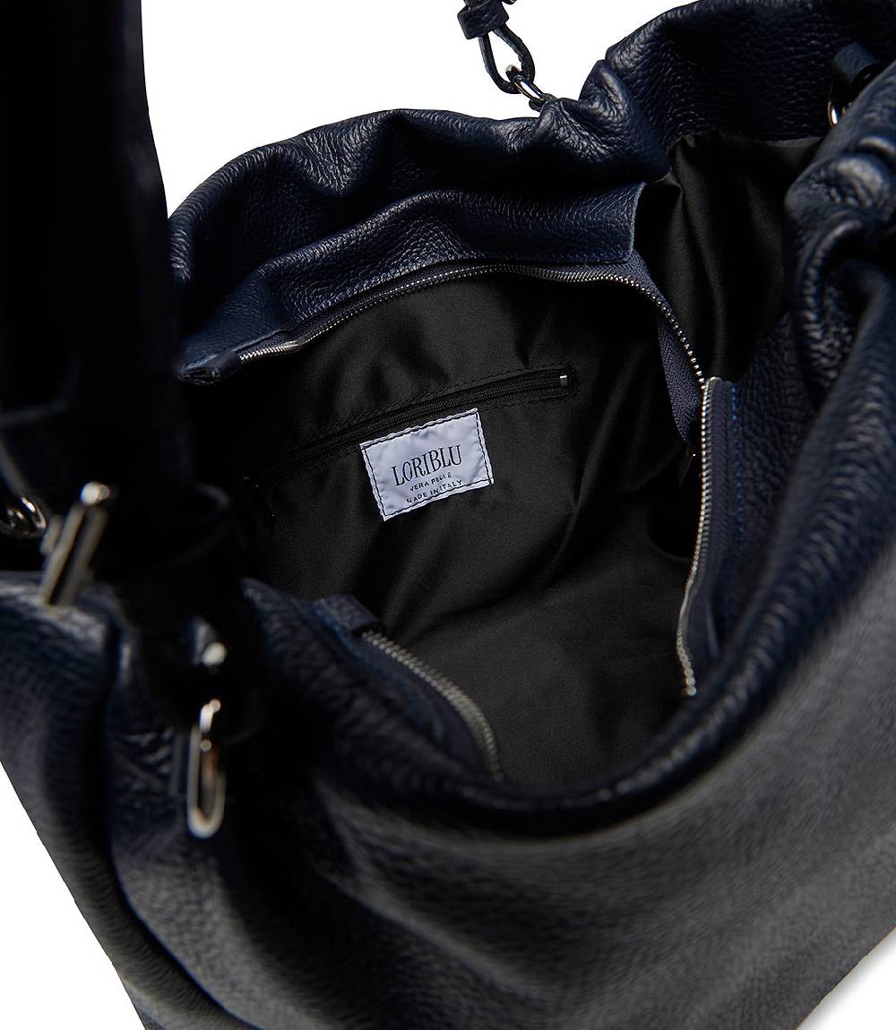 Loriblu Borsa in pelle martellata blu Prezzo Ridotto