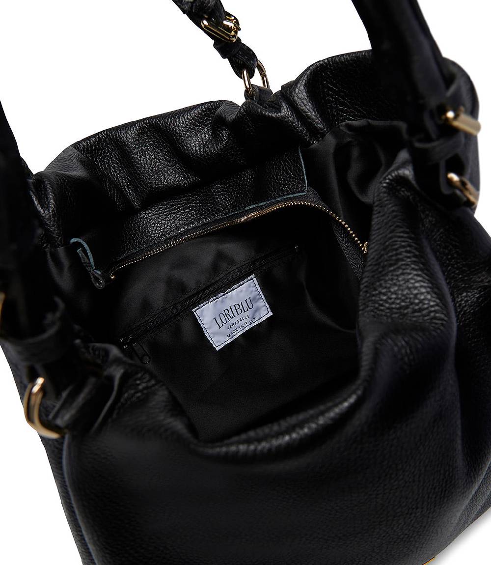 Loriblu Borsa nera in pelle martellata Sottocosto
