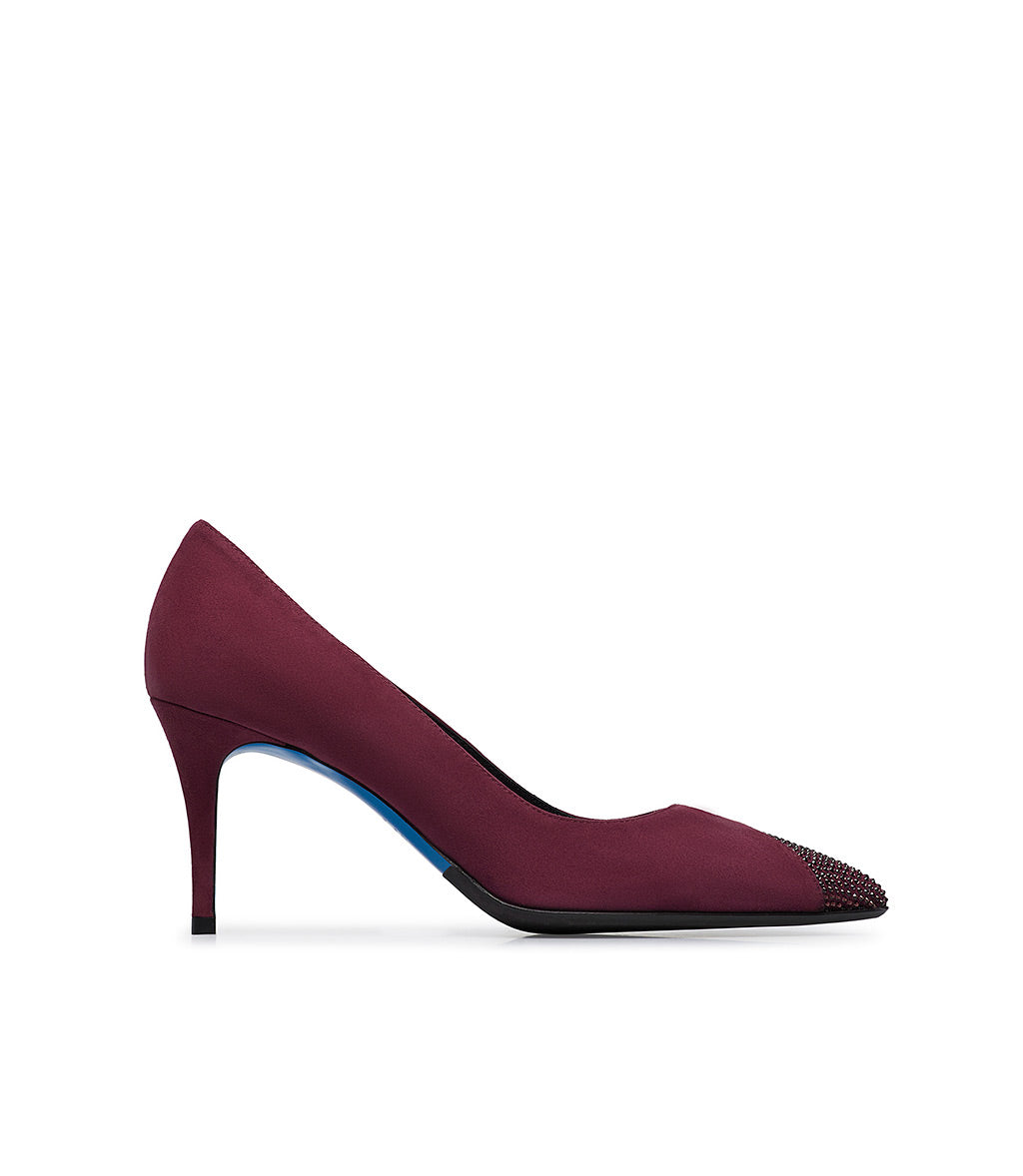 Loriblu Décolleté in camoscio borgogna con cristalli