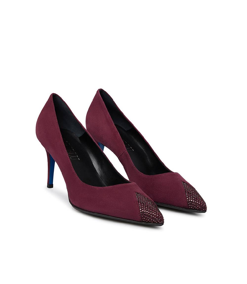 Loriblu Décolleté in camoscio borgogna con cristalli Presa