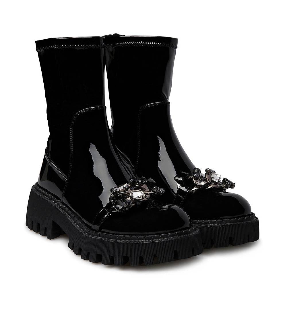 Loriblu Stivaletto in vernice nera con pietre Offerte