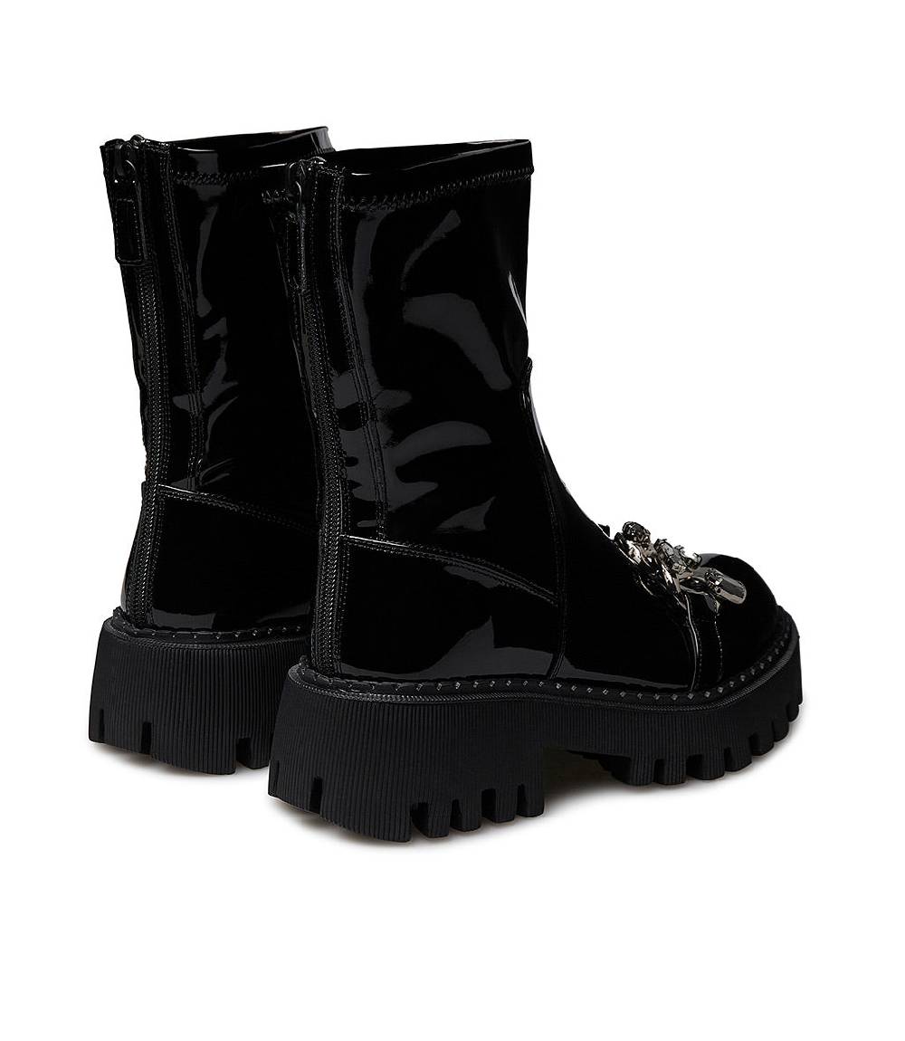 Loriblu Stivaletto in vernice nera con pietre Offerte