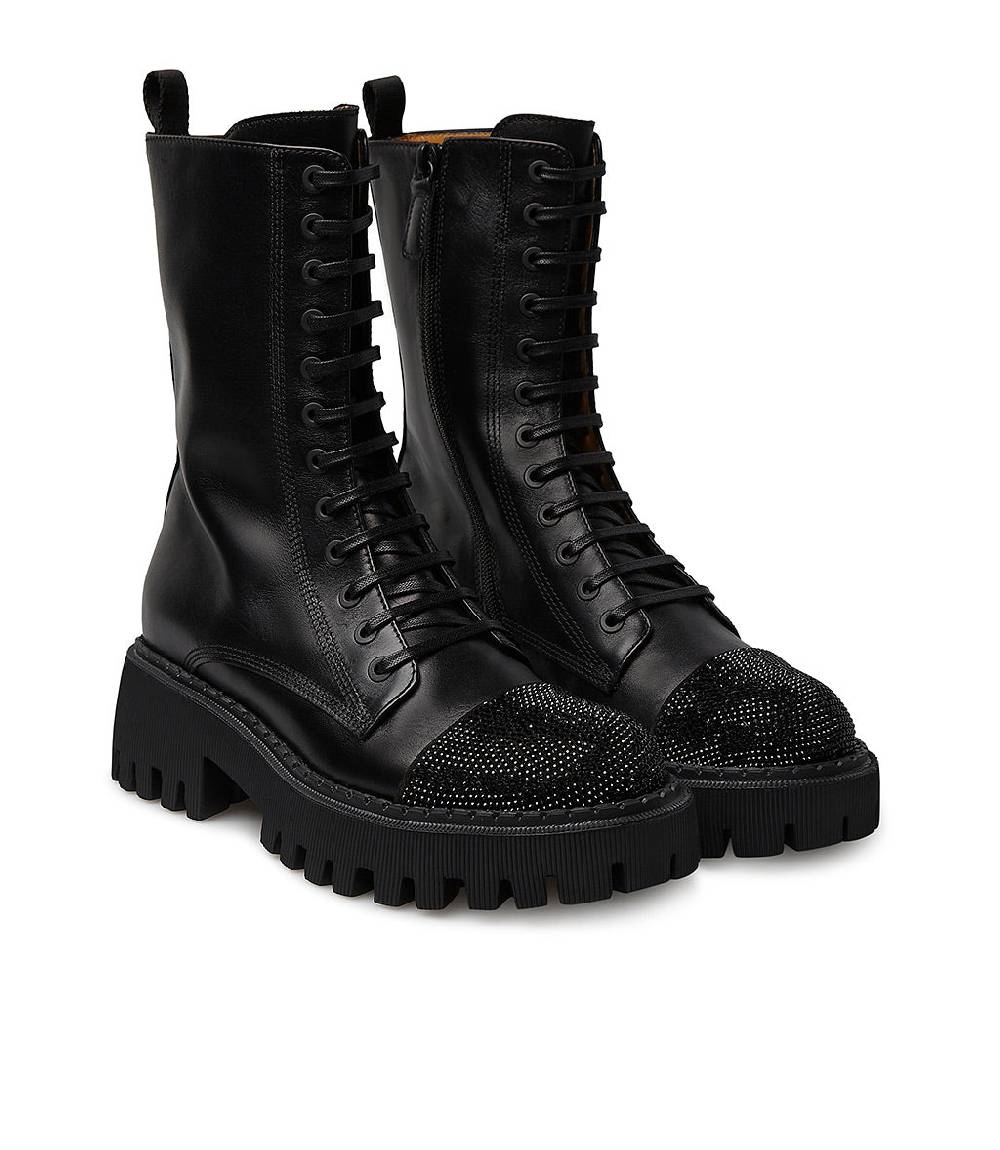 Loriblu Anfibi in vitello nero con cristalli Hotsell