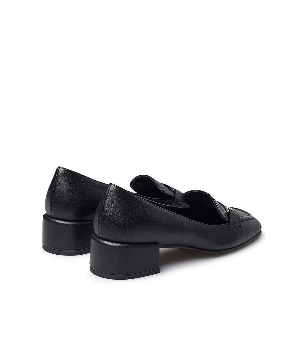 Loriblu Mocassini in nappa nera con placca logo In Saldo