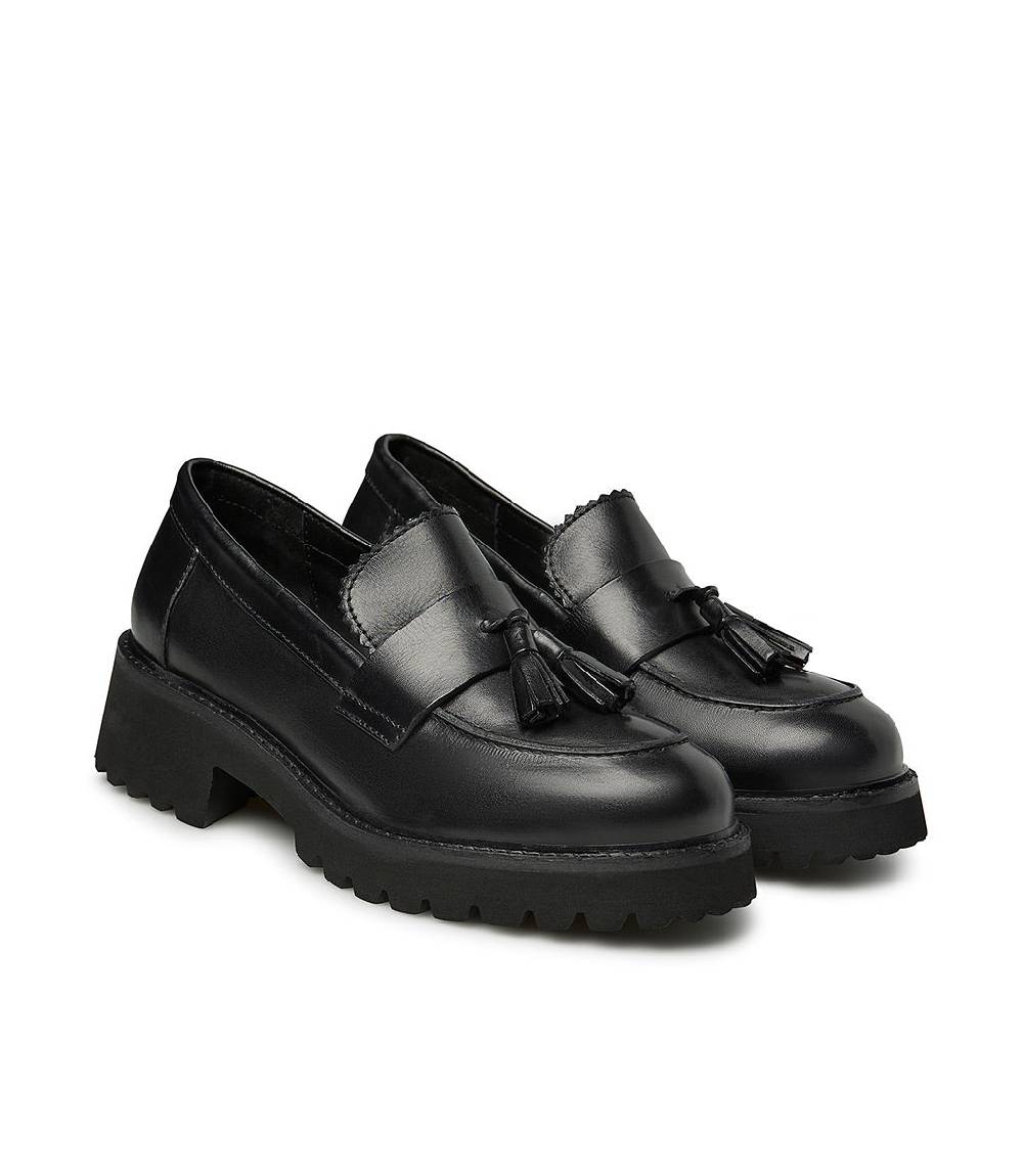 Loriblu Mocassini in nappa nera con nappine In Linea
