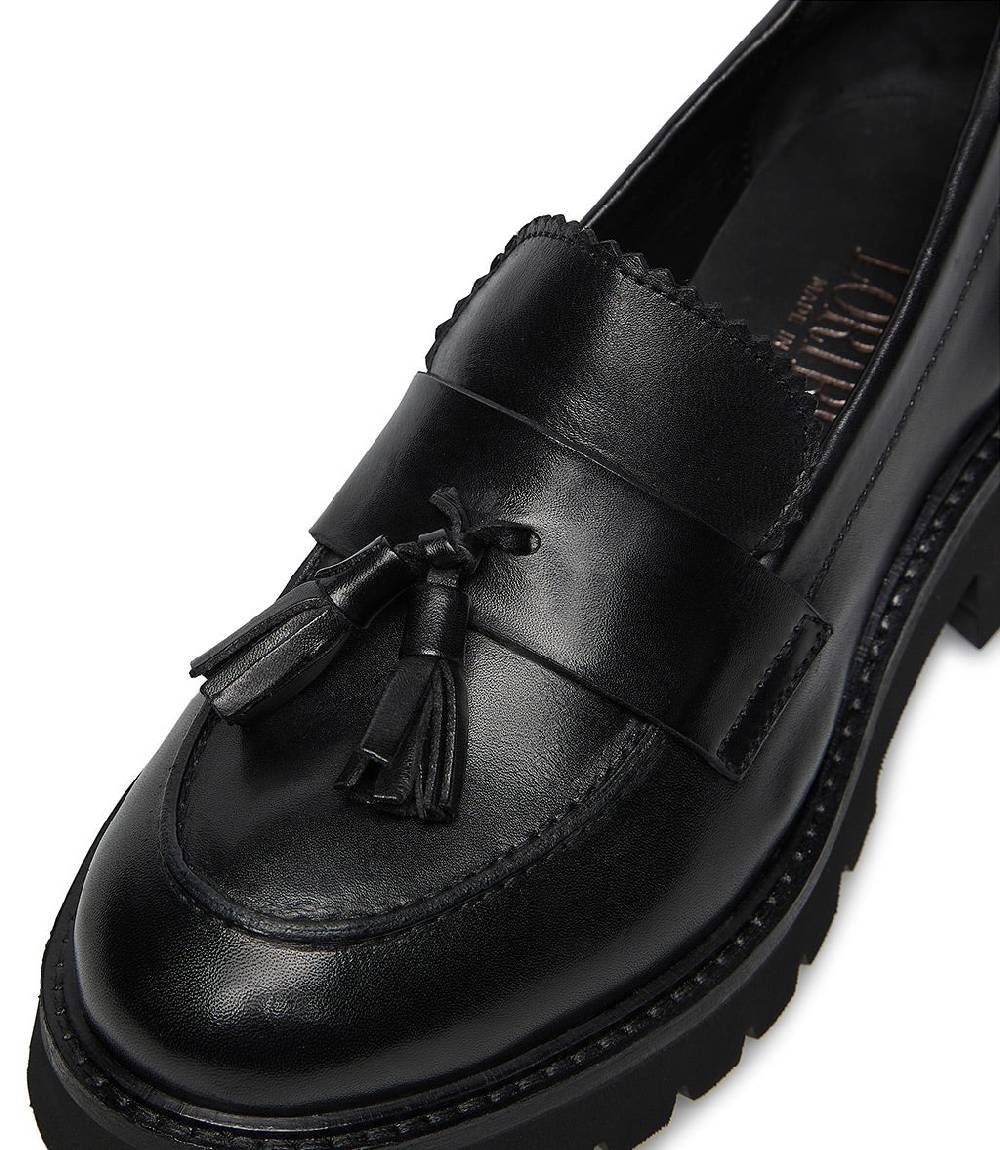 Loriblu Mocassini in nappa nera con nappine In Linea
