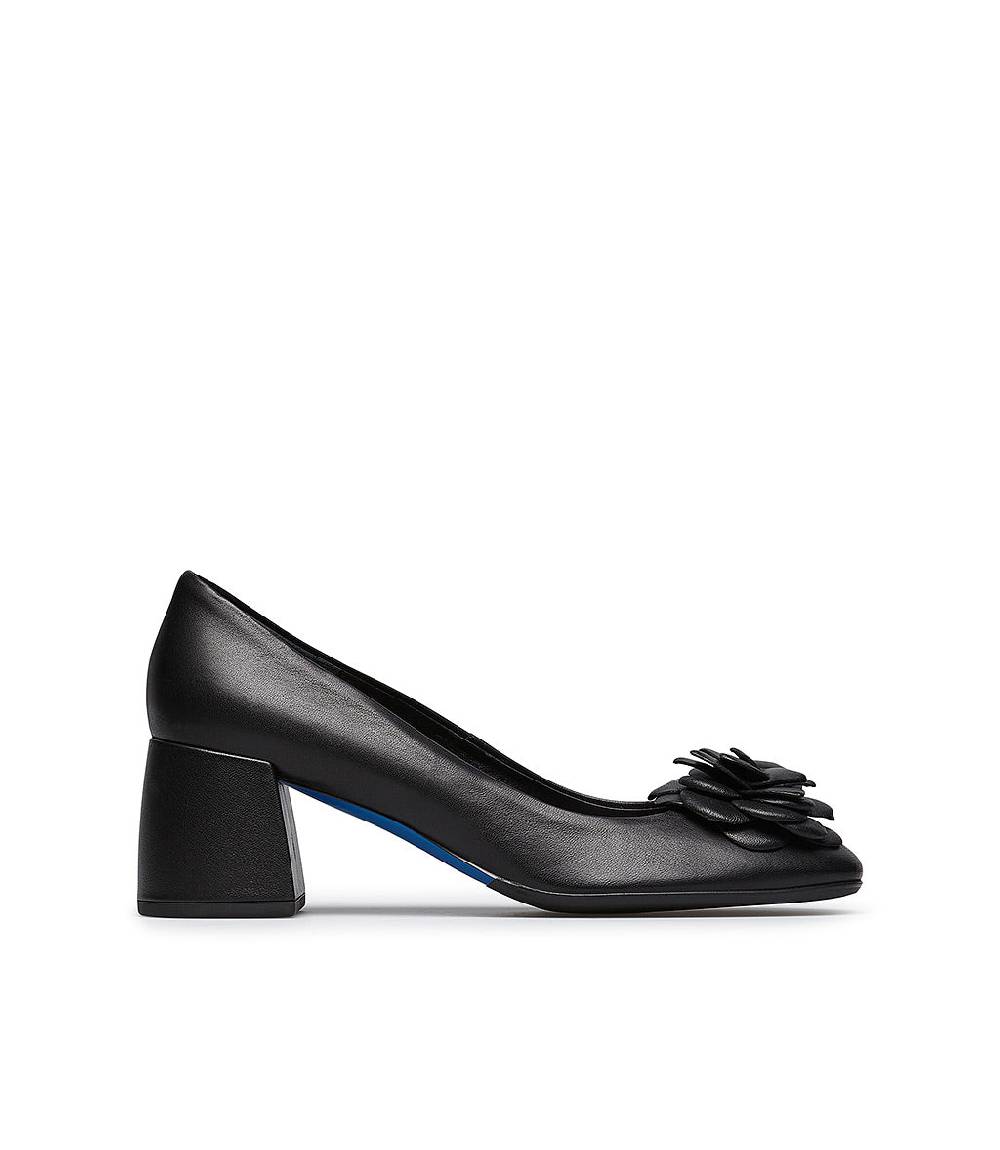Loriblu Décolleté in nappa nera con fiore