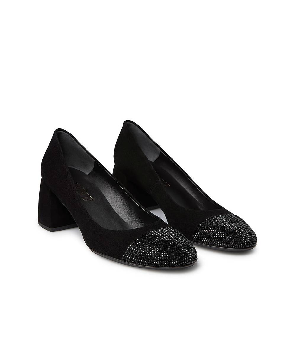 Loriblu Décolleté in camoscio nero con cristalli Vendita