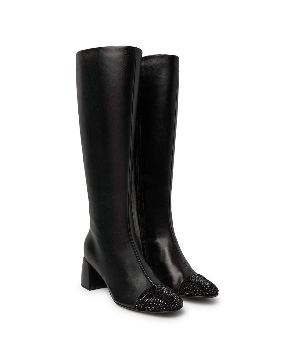 Loriblu Stivale in nappa nera con cristalli Pezzi Unici