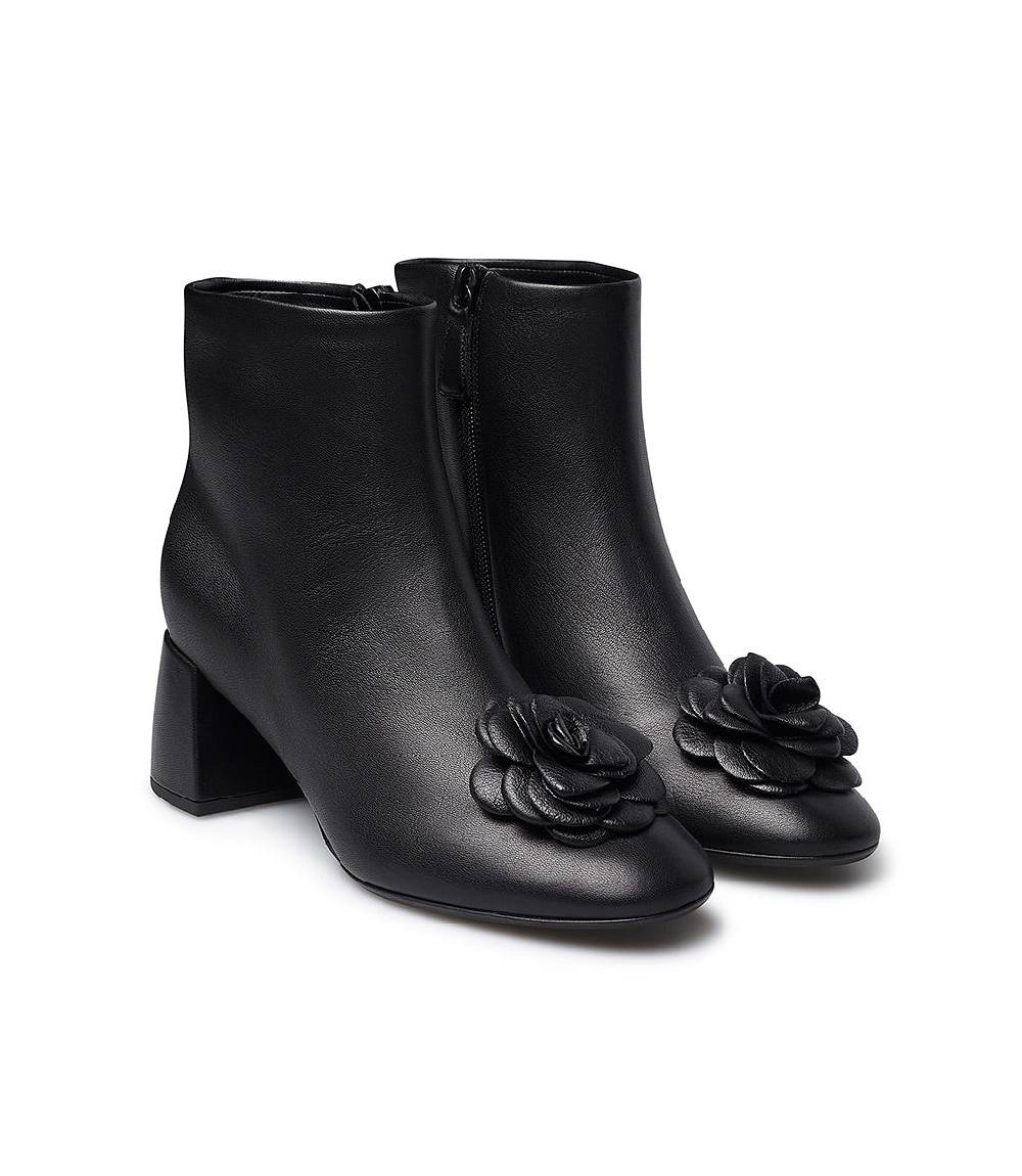 Loriblu Stivaletto in nappa nera con fiore Soddisfazione Garantita