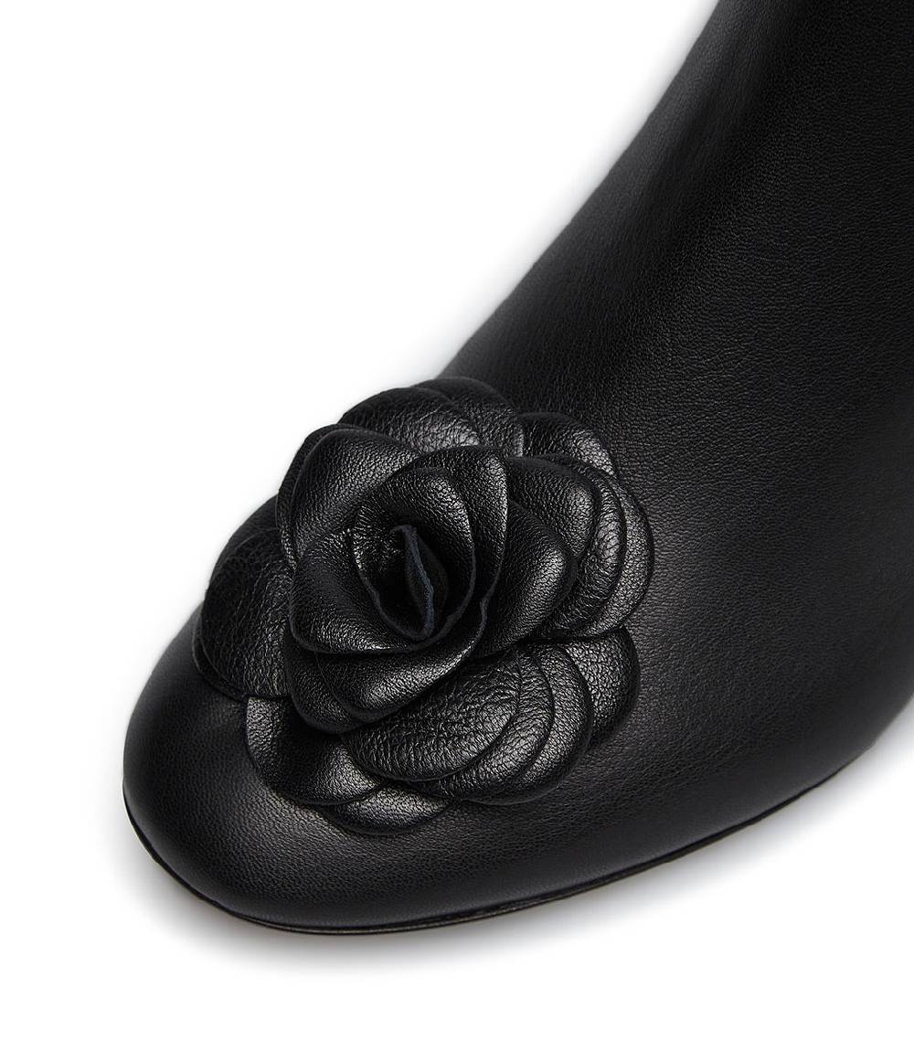 Loriblu Stivaletto in nappa nera con fiore Soddisfazione Garantita