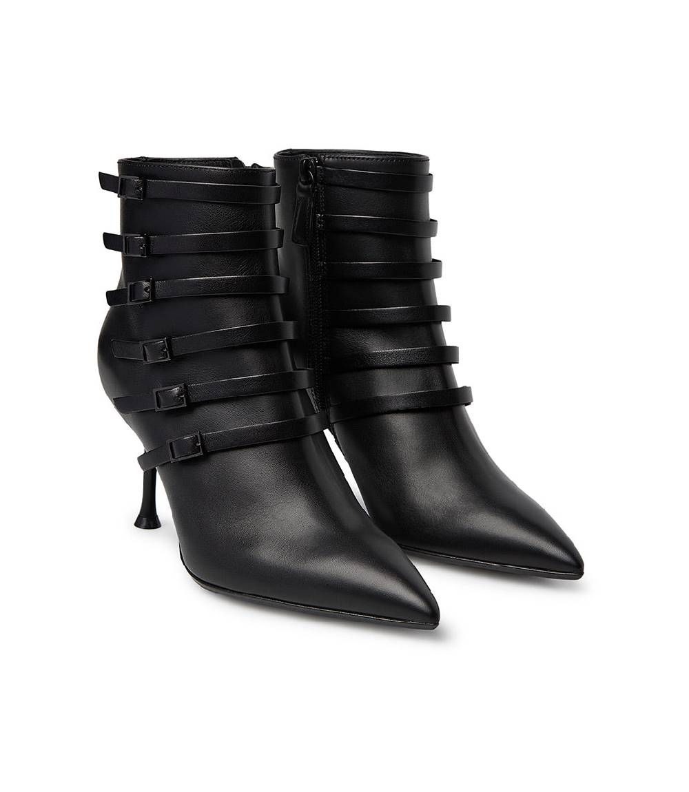Loriblu Stivaletto in nappa nera con cinturini Sconto