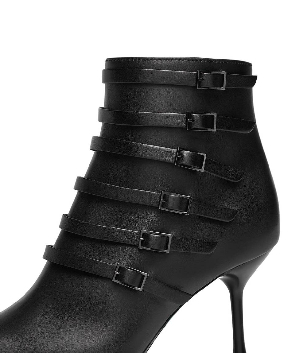 Loriblu Stivaletto in nappa nera con cinturini Sconto