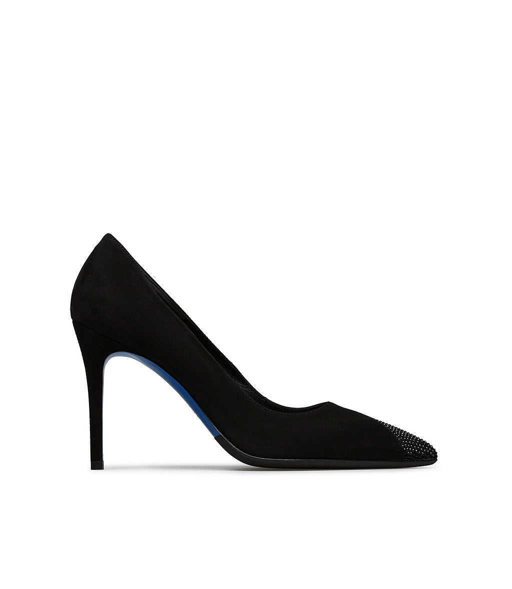 Loriblu Décolleté in nappa nera con cristalli
