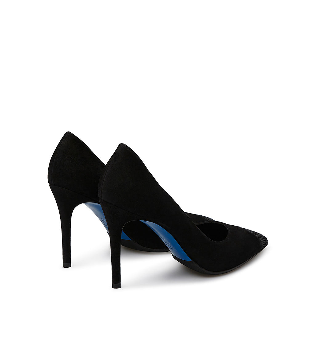 Loriblu Décolleté in nappa nera con cristalli Vendita Calda