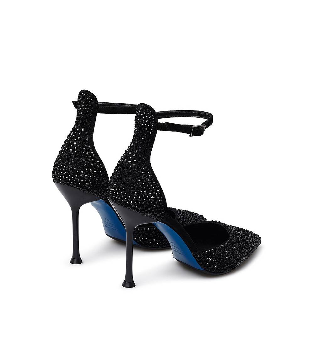 Loriblu Décolleté gioiello in raso nero con cristalli all-over In Saldo