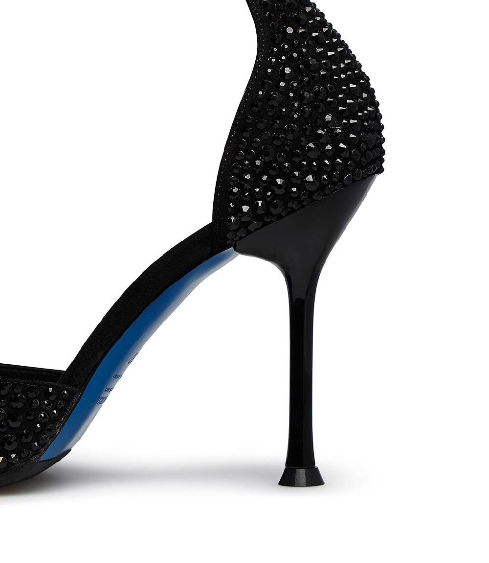 Loriblu Décolleté gioiello in raso nero con cristalli all-over In Saldo