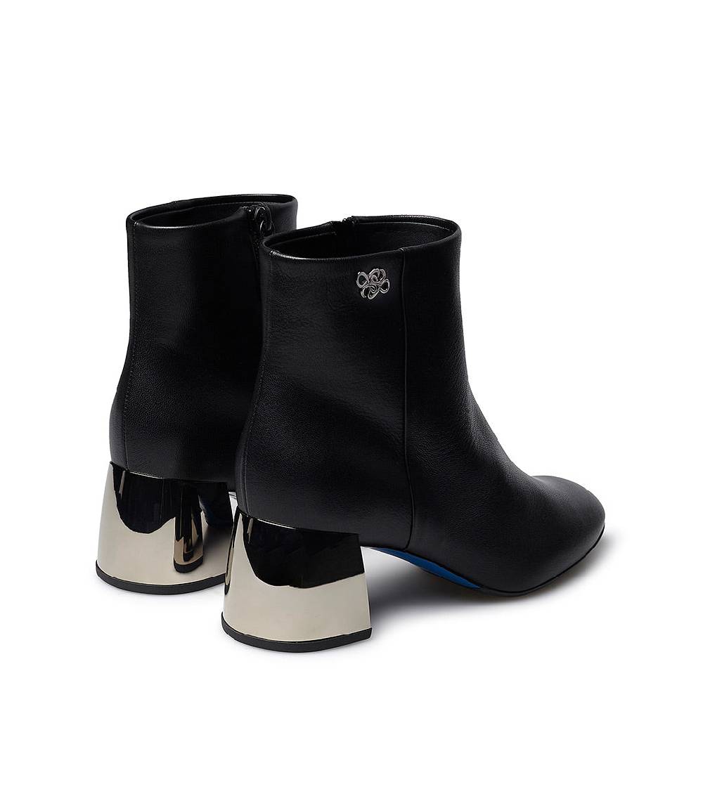 Loriblu Stivaletto in nappa nera con tacco metal argento Italy