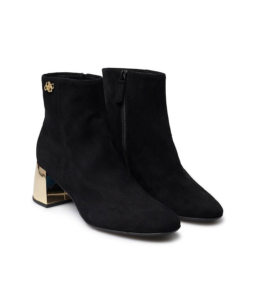 Loriblu Stivaletto in camoscio nero con tacco metal oro Italia