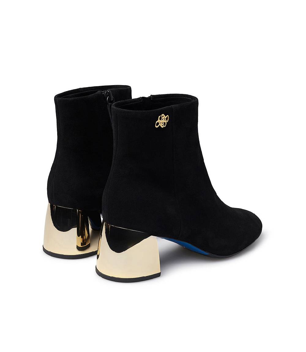 Loriblu Stivaletto in camoscio nero con tacco metal oro Italia