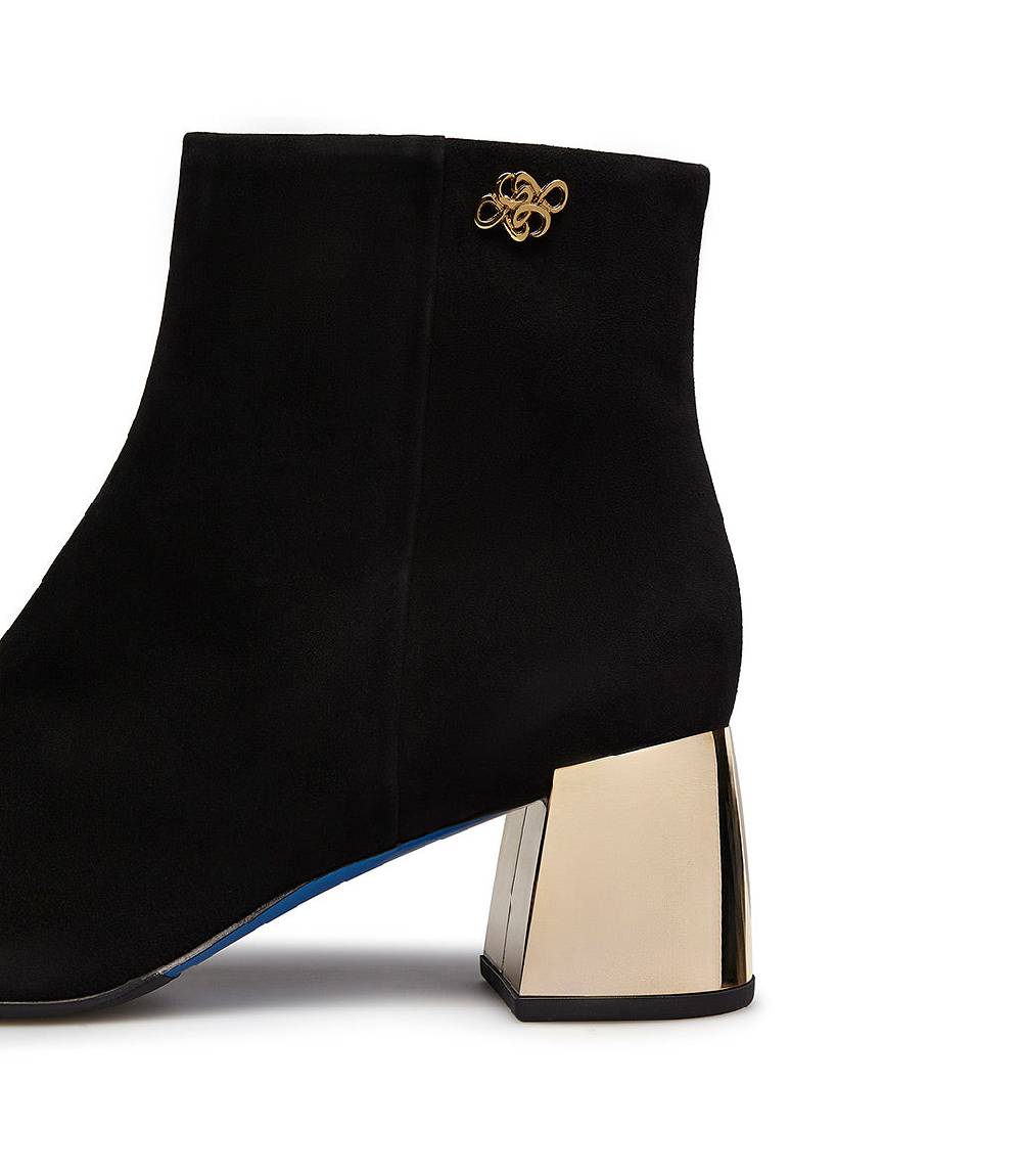 Loriblu Stivaletto in camoscio nero con tacco metal oro Italia