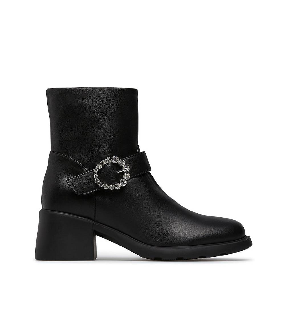 Loriblu Stivaletto in nappa nera con fibbia gioiello