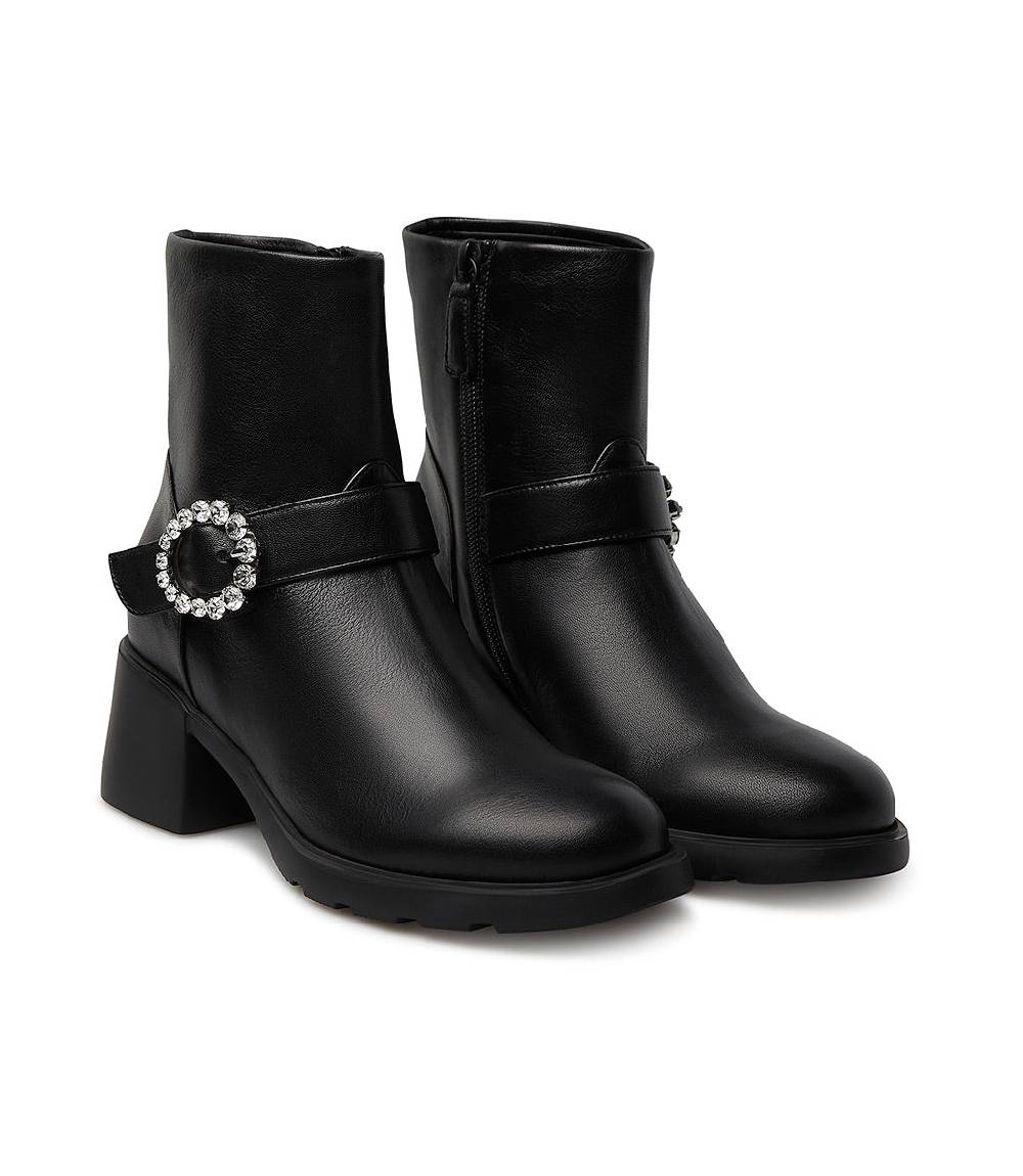 Loriblu Stivaletto in nappa nera con fibbia gioiello Nuovo