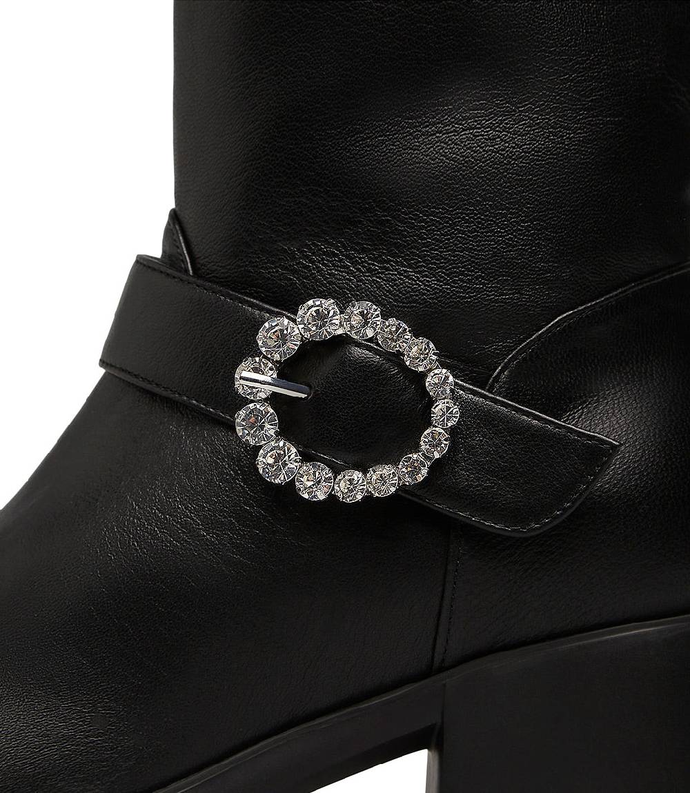 Loriblu Stivaletto in nappa nera con fibbia gioiello Nuovo