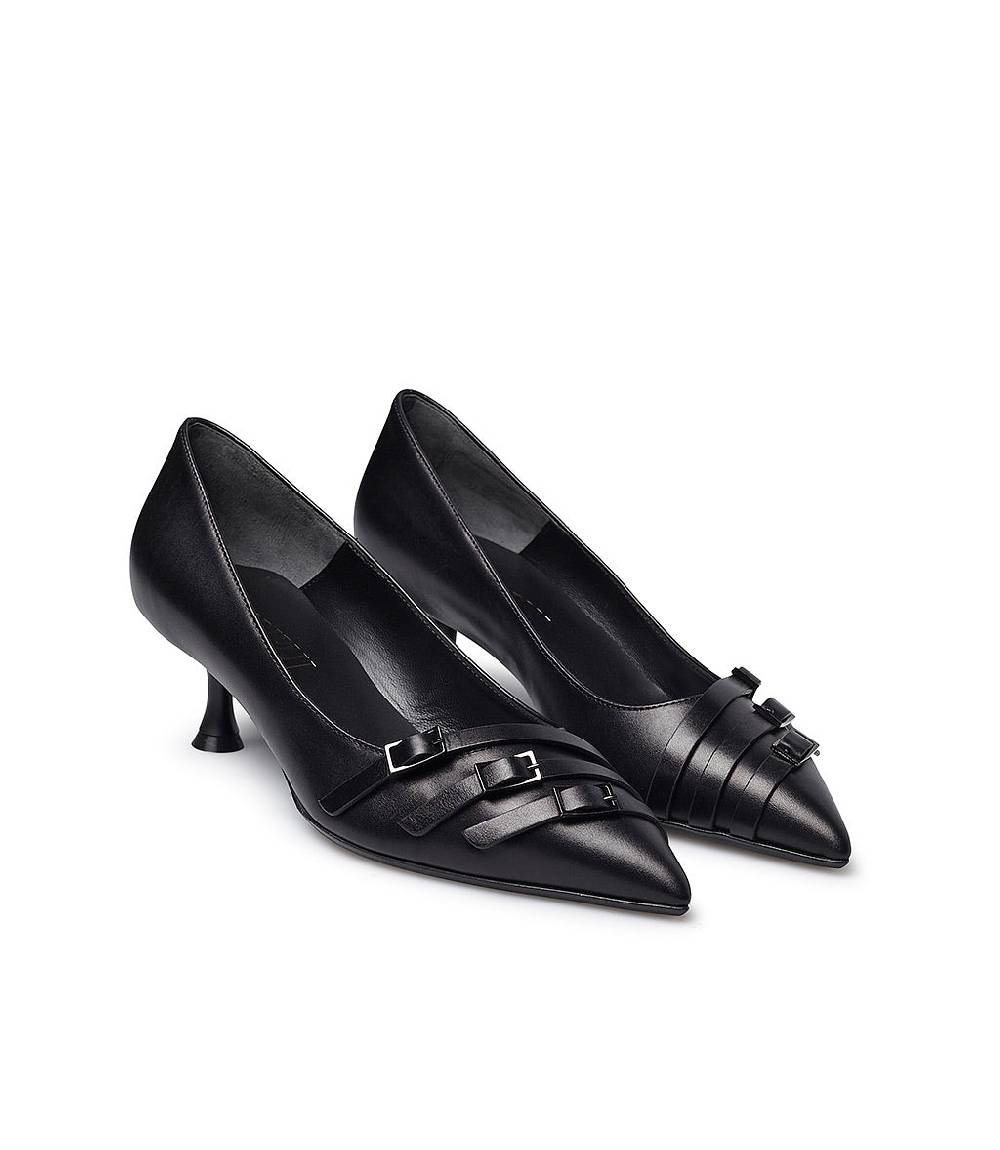 Loriblu Décolleté in nappa nera con cinturini Qualità