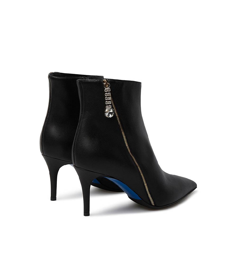 Loriblu Stivaletto in nappa nera con zip decorativa oro Acquista Ora