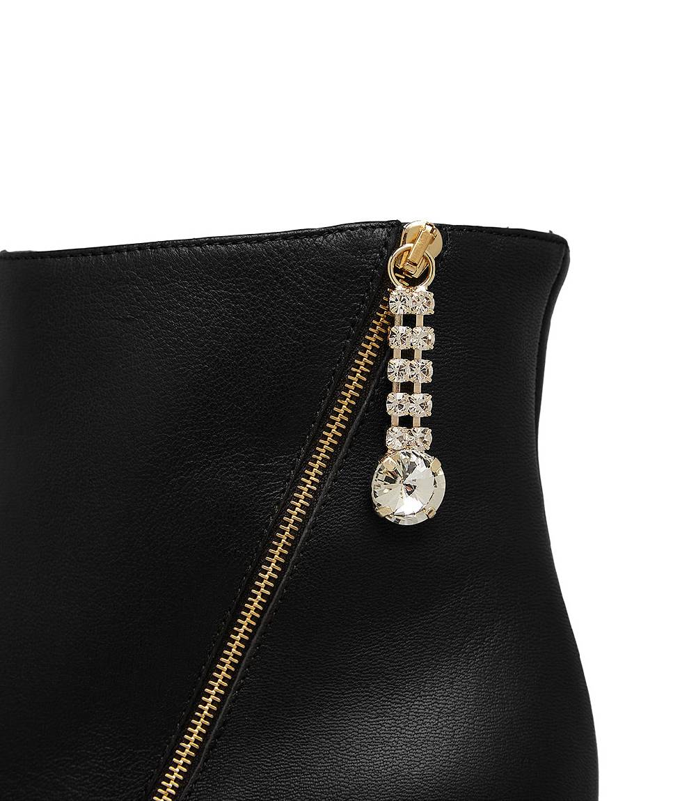 Loriblu Stivaletto in nappa nera con zip decorativa oro Acquista Ora