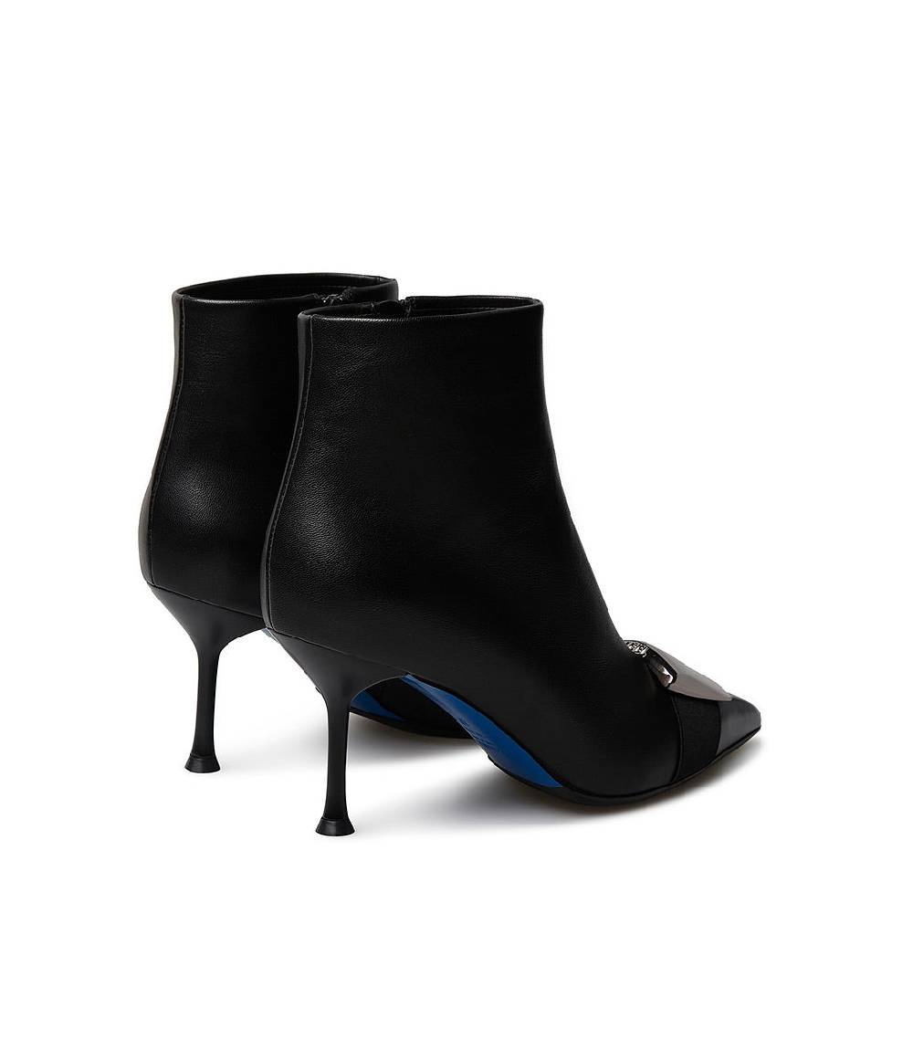 Loriblu Stivaletto in nappa nera con placca Logo metal Promozione Limitata