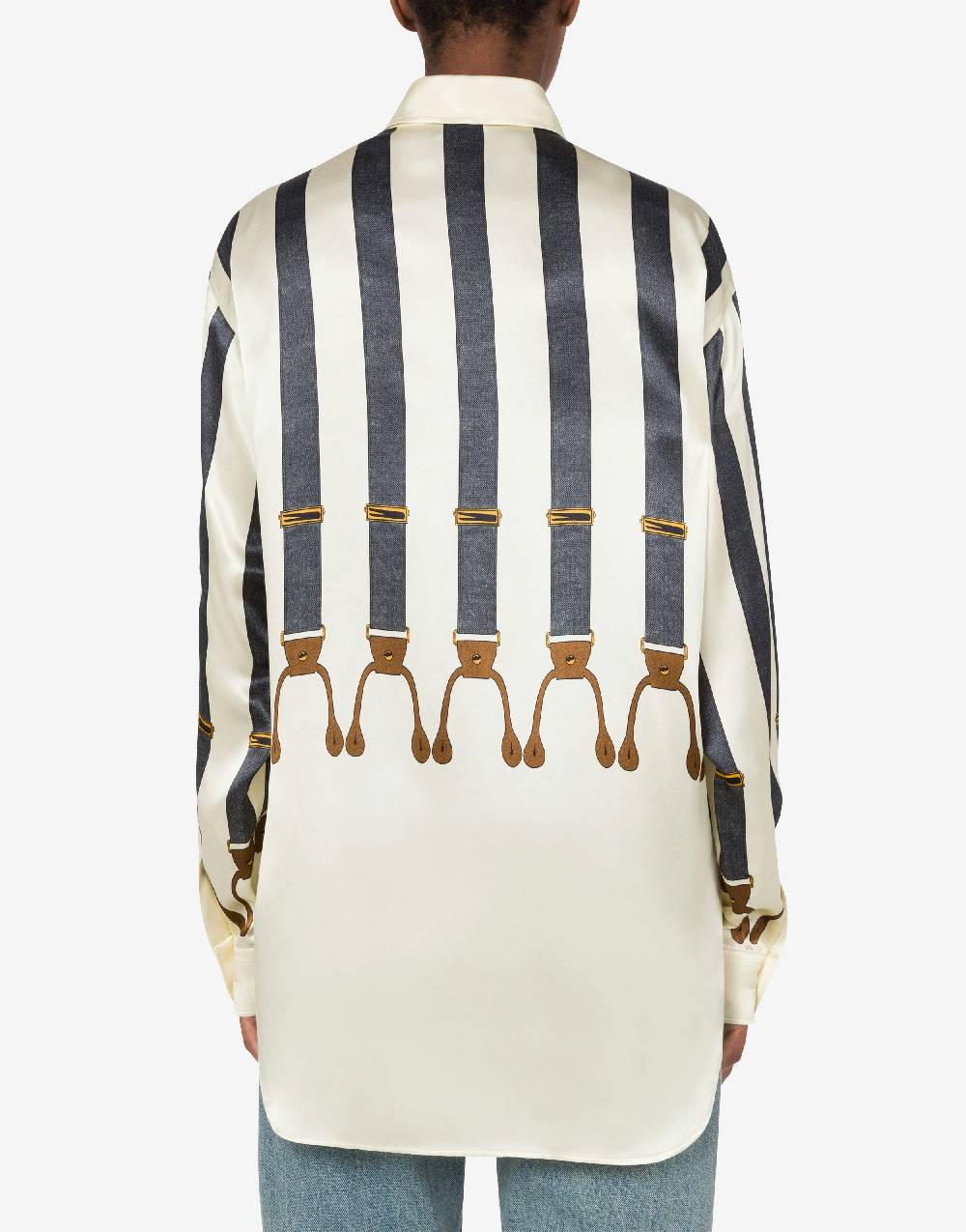 Love Moschino Camicia in raso Suspenders Print 2025