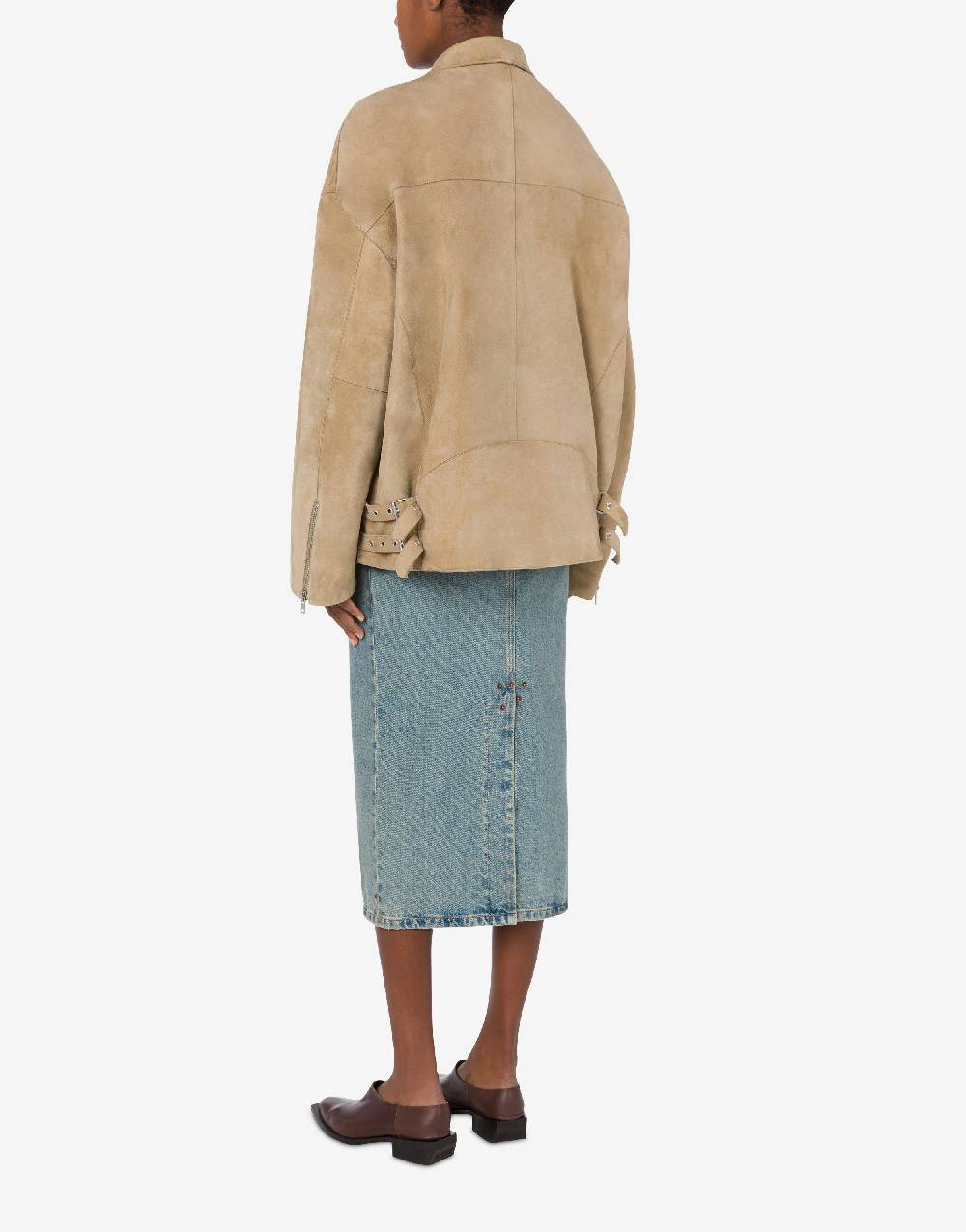 Love Moschino Giacca Biker oversize in camoscio Italia