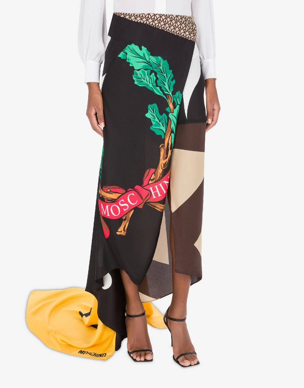 Love Moschino Gonna in twill di seta Patchwork Consegna Veloce
