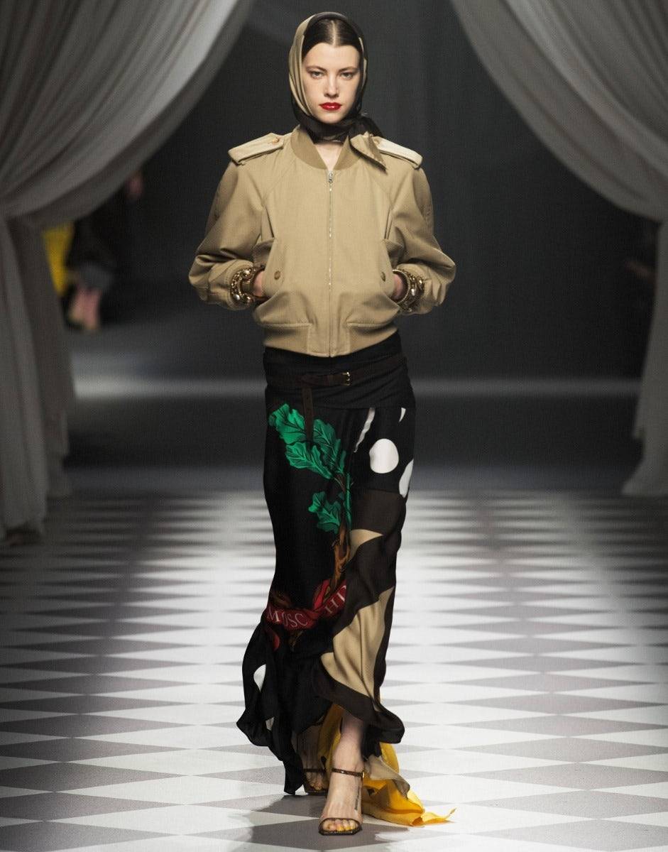 Love Moschino Gonna in twill di seta Patchwork Consegna Veloce