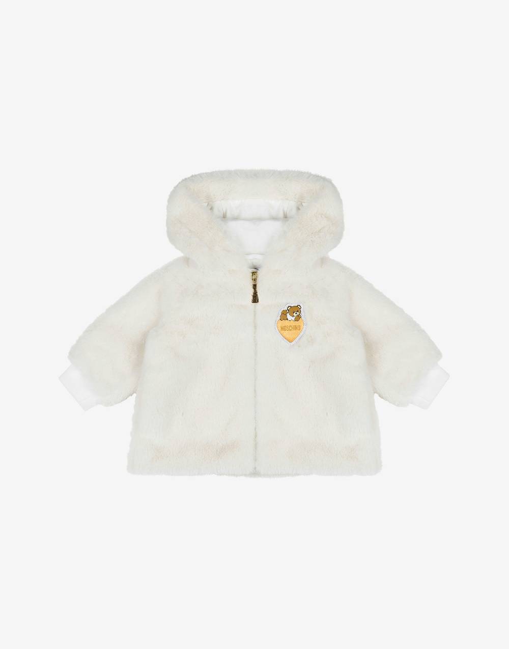 Love Moschino Cappotto in tessuto soft Teddy Heart Patch Online