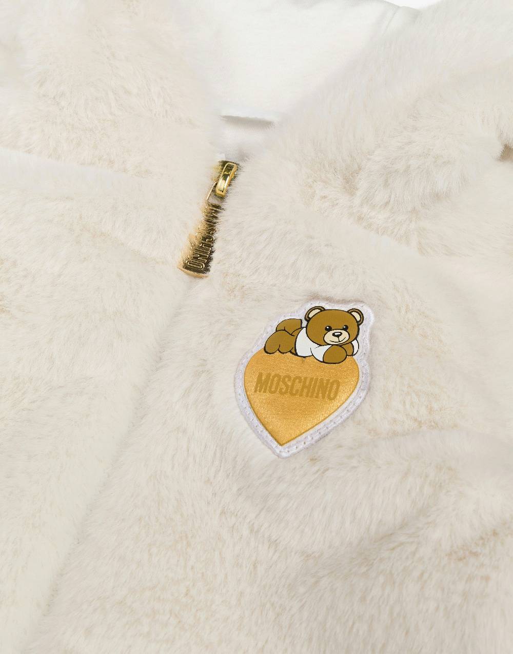 Love Moschino Cappotto in tessuto soft Teddy Heart Patch Online