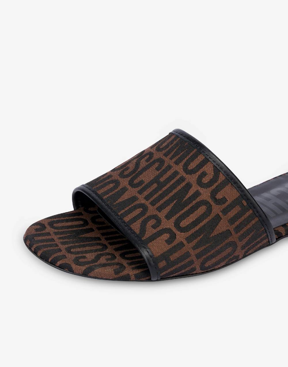 Love Moschino Sandali flat in nylon Allover Logo Consegna Veloce
