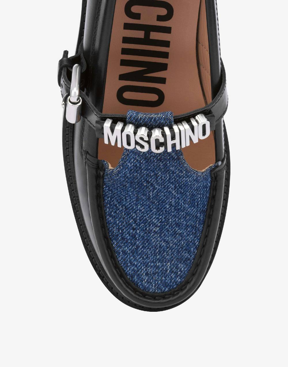 Love Moschino Mocassini in vitello e denim College Novità
