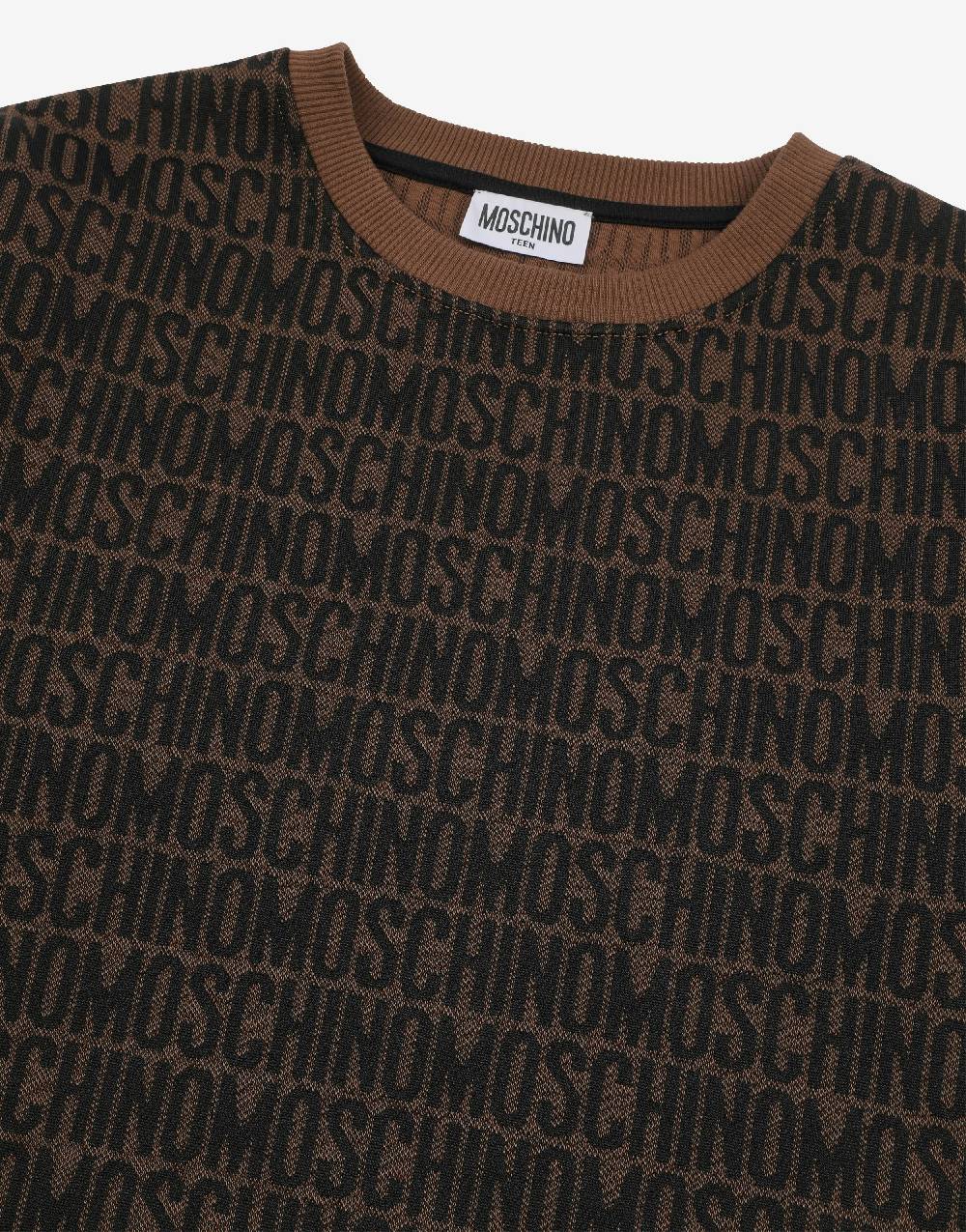 Love Moschino Felpa in cotone Allover Logo In Vendita