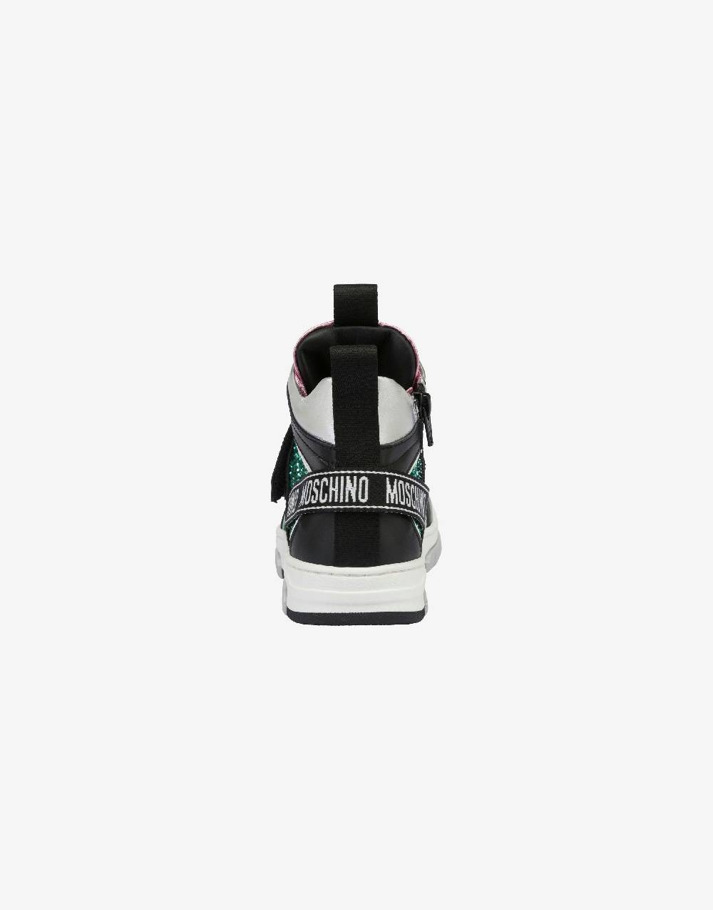 Love Moschino Sneakers alte in vitello e glitter Teddy Patch Moda