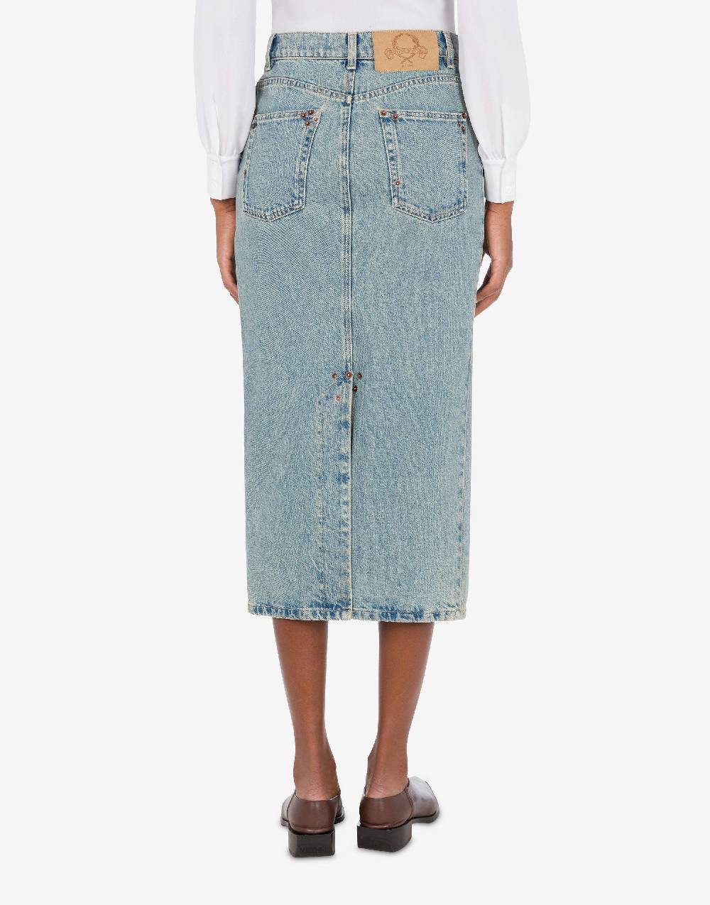 Love Moschino Gonna in denim blu di cotone Affare Del Giorno